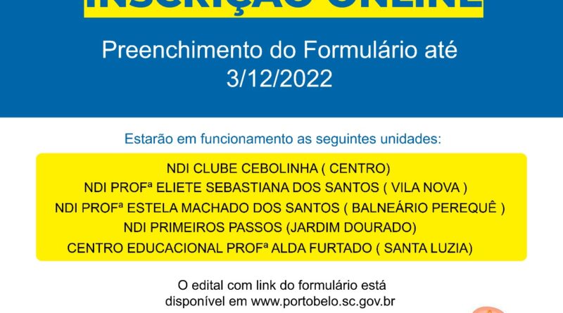 Porto Belo está com inscrições abertas para a Creche de Verão